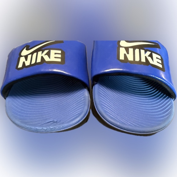 Big Kids Size 4 Nike Kawa Slide Fun Game Blue White - Picture 4 of 6